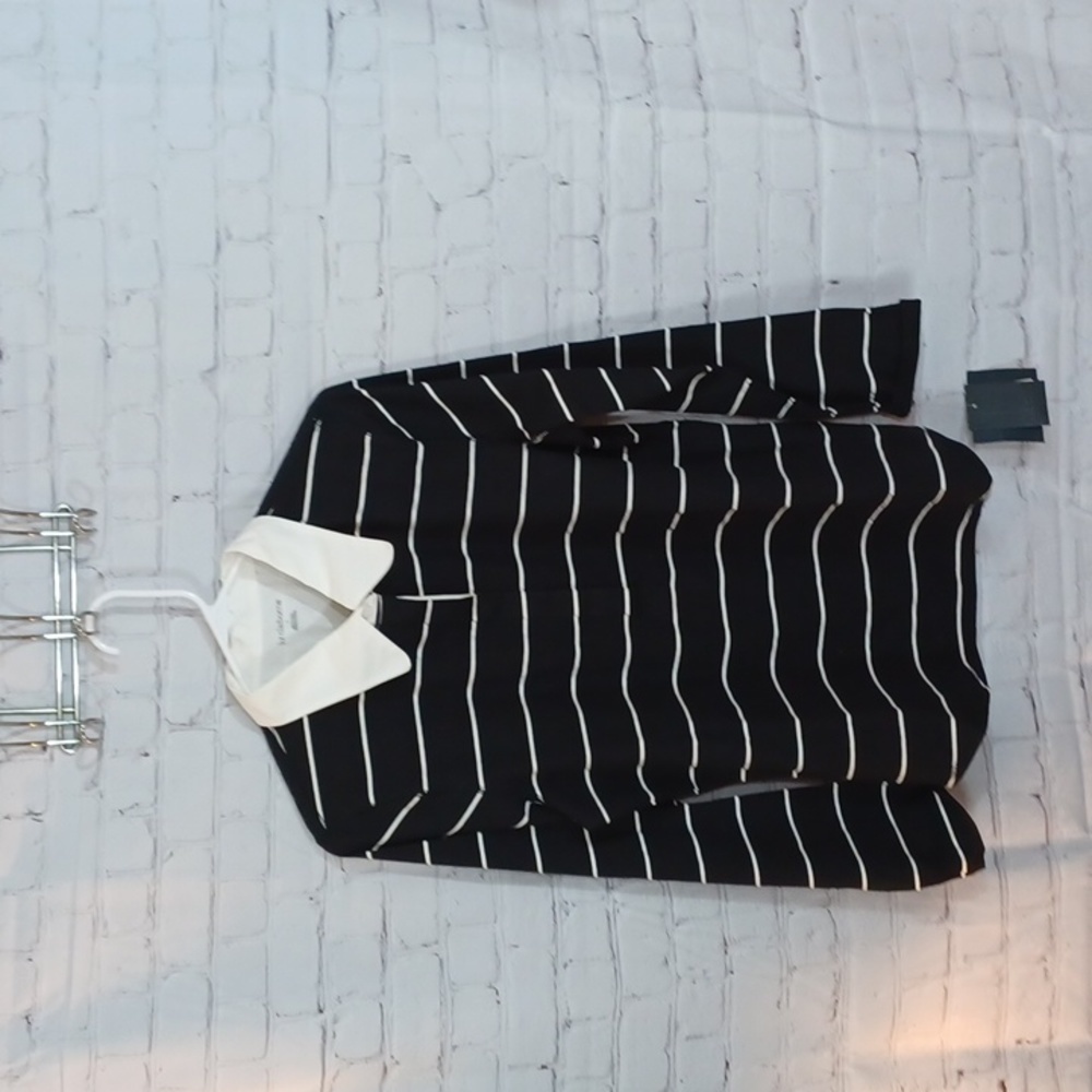 Y2K LIZ Claiborne Womans Black & White Collared Casual Top L NWT